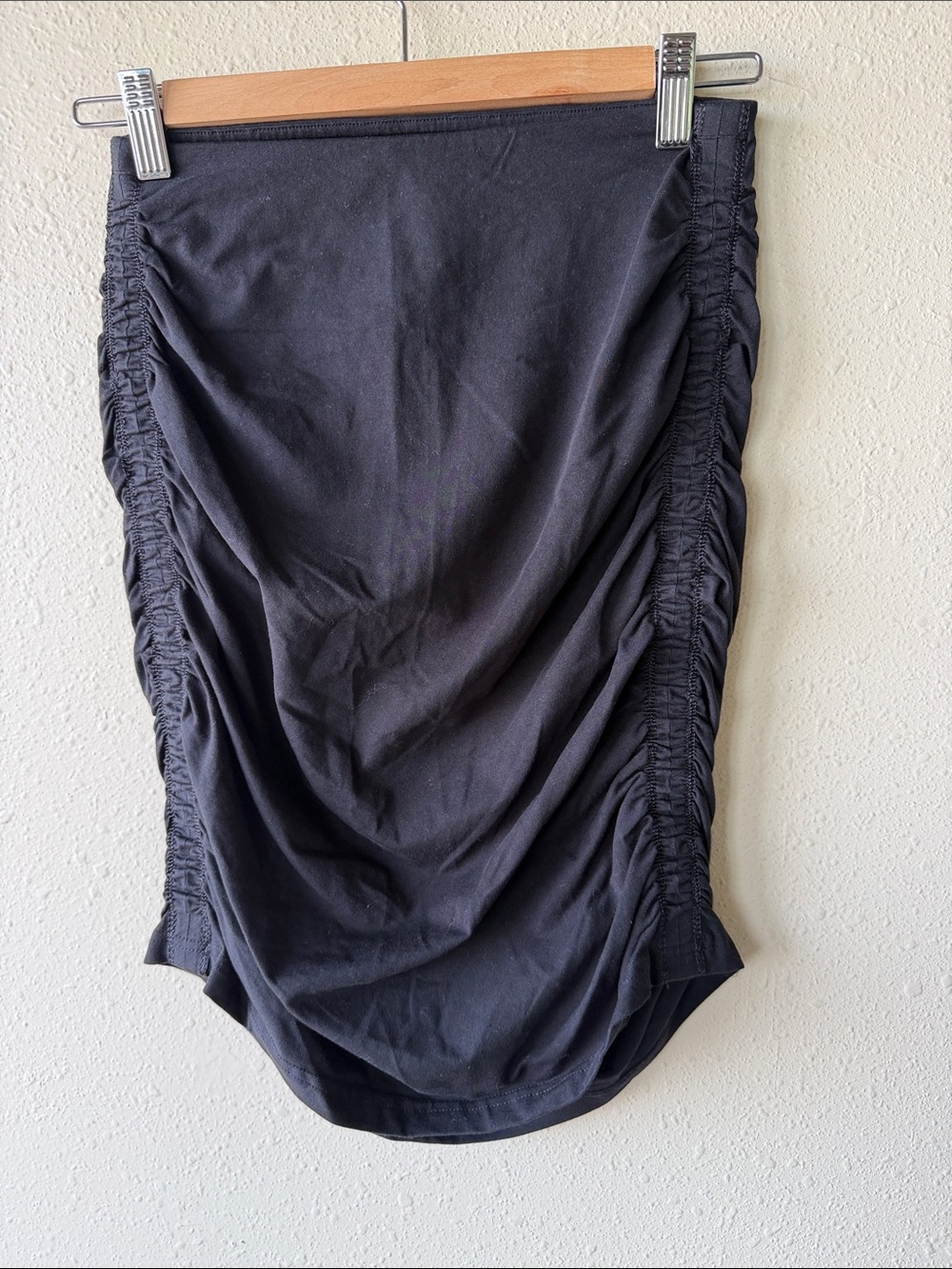 Aritzia Black Ruched High-Low Skirt